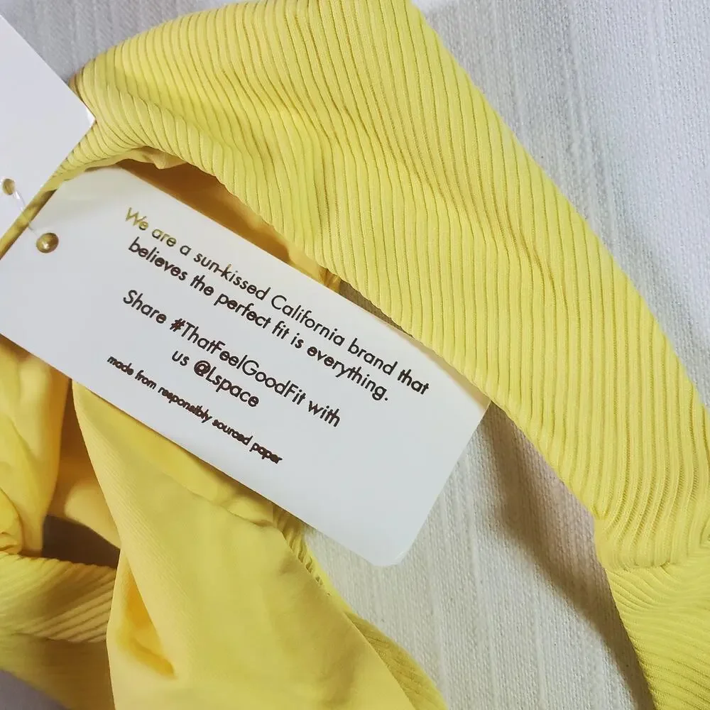 L*Space Cabana Bitsy Bikini Bottom Yellow Swimsuit Womens Size Small S NWT